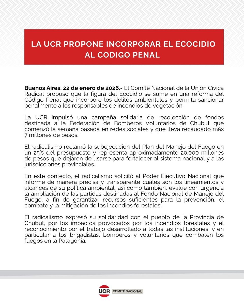 UCRNacional's tweet image. #Comunicado La UCR propone incorporar el Ecocidio al Código Penal.