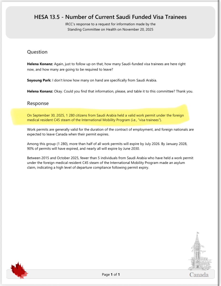 BREAKING

1,280 Saudi nationals are currently training as doctors in Canadian hospitals.

These visa trainees are funded by the Kingdom of Saudi Arabia.

They will not work in Canadian hospitals after their training.

At the same time, thousands of Canadians who graduate from