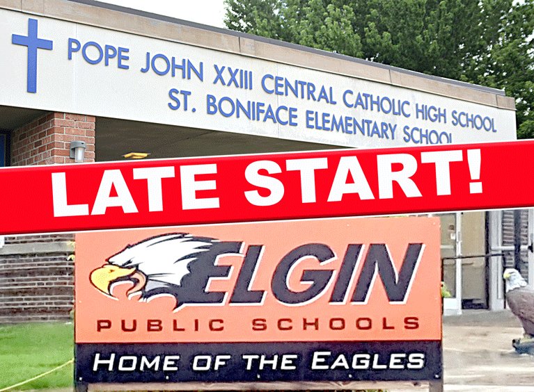 Due to the extreme cold temperatures expected tomorrow, Elgin schools will have late starts in the morning <a href="/EPPJ_athletics/">Wolfpack Athletics</a> <a href="/popejohnhigh/">Pope John High</a> <a href="/ElginPublic/">Elgin Public School</a>