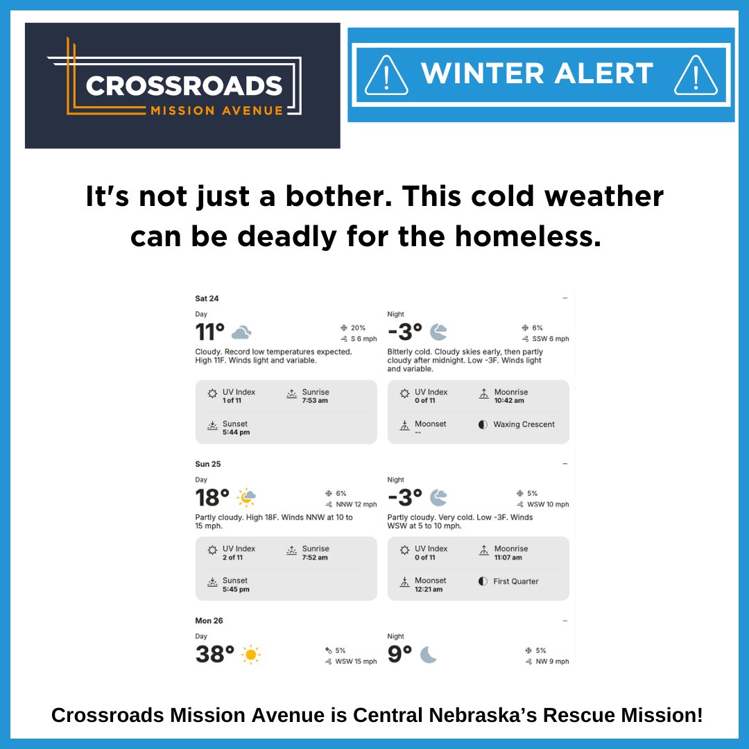 Xroadsshelter's tweet image. Give now to help us provide safe shelter for the needy: secure.qgiv.com/for/gaf2e5/ Crossroads can help. crossroadsmission.com #CrossroadsMissionAvenue #CrossroadsCanHelp #coldweatheralert❄️🥶 #coldnights❄️ #HelpingtheHomeless #unshelteredneighbors #helpingourneighbors❤️ #GodCares