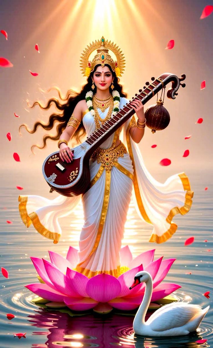 _sachin_shukla's tweet photo. या कुन्देन्दुतुषारहारधवला या शुभ्रवस्त्रावृता,
या वीणावरदण्डमण्डितकरा या श्वेतपद्मासना।
या ब्रह्माच्युतशंकरप्रभृतिभिर्देवैः सदा वन्दिता,
सा मां पातु सरस्वती भगवती निःशेषजाड्यापहा
#जय_मां_सरस्वती 📿
#sarswati #बसंत_पंचमी
#शुभ_शुक्रवार 🌿 https://t.co/YCrS8Bbqgb