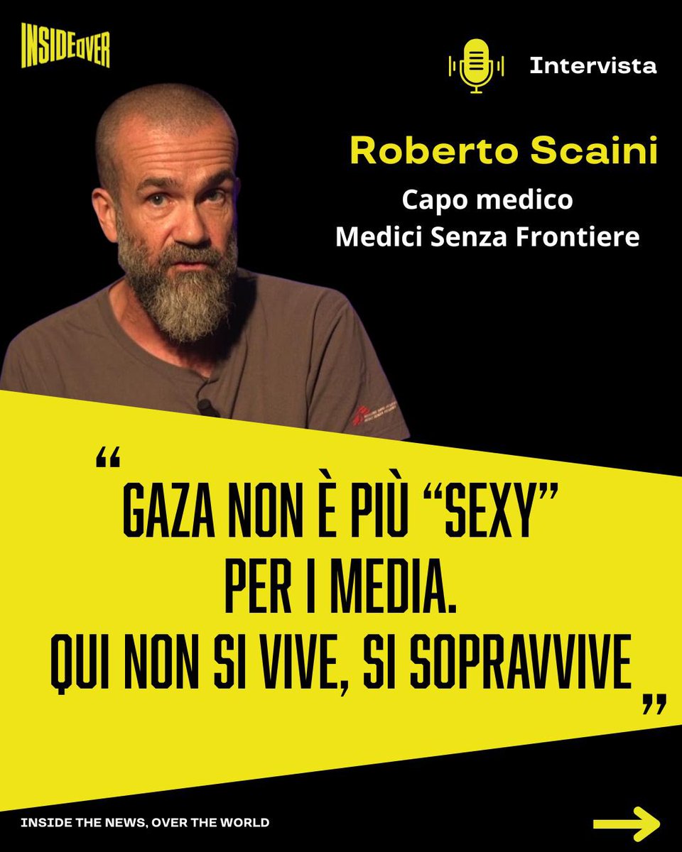 insideoverita's tweet image. Tra le macerie restano le ferite visibili e quelle emotive. 

Da Gaza Roberto Scaini, capo medico di Medici Senza Frontiere, racconta una Striscia in cui si continua a morire.

Roberto è a Gaza da due mesi, per la seconda volta. C’era già stato nel 2024: i suoi occhi avevano…