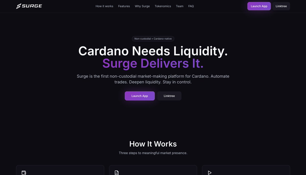 TapTools's tweet photo. Congratulations to the @SurgeCardano team on going live on Cardano mainnet.

Non-custodial market-making is real infrastructure,
and Cardano needs more teams building at this layer.

Well executed. https://t.co/GVj82Nc9Br