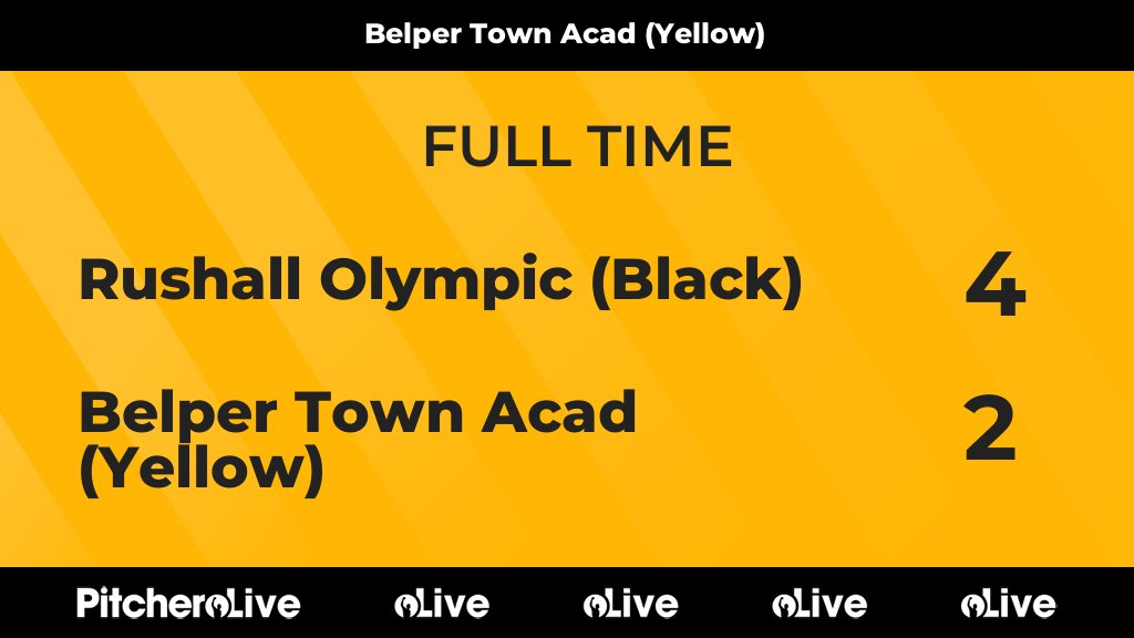 BelperTownFC's tweet photo. FULL TIME: Rushall Olympic (Black) 4 - 2 Belper Town Acad (Yellow)
#RUSBEL #Pitchero
https://t.co/pw1vbQWlPw https://t.co/aw3UpsDsLe
