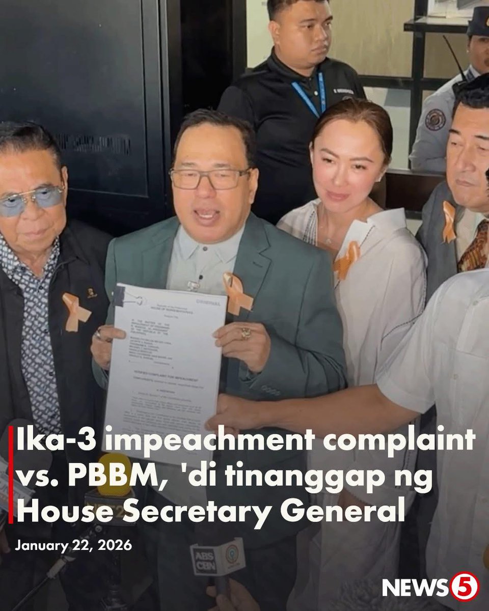 AnnaMalindogUy's tweet photo. Why was the 3rd Impeachment Case Against Marcos Jr was not acceptedwhen the “rules say yes?

Under Article XI of the 1987 Constitution, impeachment complaints against the President may be filed by any citizen upon endorsement by a Member of the House. The Constitution is deliberately broad and permissive at the filing stage. It does NOT require:

- prior screening by House leaders,
- political blessing from the Speaker,
- nor the physical presence of a particular official holding a particular pen.

The Constitution’s intent is crystal clear: access first, filtering later. Yet what happened?

The third impeachment complaint, even I think the second one, those touching the politically sensitive issues like budgetary manipulation, flood-control allocations, and massive corruption in government, among others, were stopped at the door. Not debated. Not docketed. Not even received. Why?

Because the House Office of the Secretary General (OSG) allegedly could not accept them since Secretary General Cheloy Garafil was physically unavailable, as she is in Taipei to receive Taiwan’s Order of the Brilliant Star with Grand Cordon.

This is what you call governance by attendance sheet. Is this a new political invention of the HOR and the Marcos Jr. regime? This is quite absurd, right? This is classic procedural obstruction. Indeed, the message being sent is:

- You may file, but only if we allow you to.
- You may accuse, but only in forms that don’t threaten us.
- The Constitution is alive but on mute.

In any case, what’s the absurdity here? Is filing ≠ a personal reception?

Let’s be very clear. The House Rules say impeachment complaints are to be filed with the OSG, NOT hand-delivered like flowers to the Secretary General herself. The OSG is an institution, not a handbag. Filing is a procedural requirement. Duh!

What I can surmise, and let’s talk about the quiet part out loud, the elephant in the room, the “one-year bar” weaponization.

Under the Constitution, only one impeachment proceeding may be initiated against the same official within one year. So timing is everything. By allowing a weak, single-endorser complaint to move first, and blocking subsequent complaints on “technical” grounds, the House effectively turns impeachment into a calendar trap.

This is why the first impeachment complaint, which was accepted by OSG, is called an “inoculation.” You don’t need to win the case; you just need to occupy the slot. It’s not accountability, it’s queue management.

And democracy? Ah Yes! Democracy? This episode tells citizens something profoundly corrosive: You have the rightto file. But not the ability to be received.

Folks, when the filing is blocked, democracy quietly degrades into administrative discretion. If the House can “pause” an impeachment filing simply because the Secretary General is abroad, then impeachment stops being a constitutional remedy and becomes a managed process, available only when the gatekeepers feel like opening the door. And when accountability depends not on law, but on logistics and loyalty, the Constitution may still exist, but it is no longer in charge. It becomes a décor.

And that should worry every Filipino, regardless of political affiliations or leanings. Because once the acceptance of a complaint depends on the discretion of those in power, rather than the rules that bind power, then we are no longer governed by laws or by our very Constitution. We are governed by the permissionand discretion of those who sit on the throne of power. And a democracy that runs on permission and discretion is already drifting toward something else, -authoritarianism without tanks, but authoritarianism with office hours.