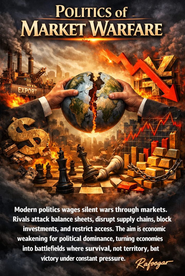 rafoogar_44's tweet photo. Modern politics wages silent wars through markets. Rivals attack balance sheets, disrupt supply chains, block investments, and restrict access.
.
.
. 
#TrendingNow 
#foryou https://t.co/BJp2qJGLK4