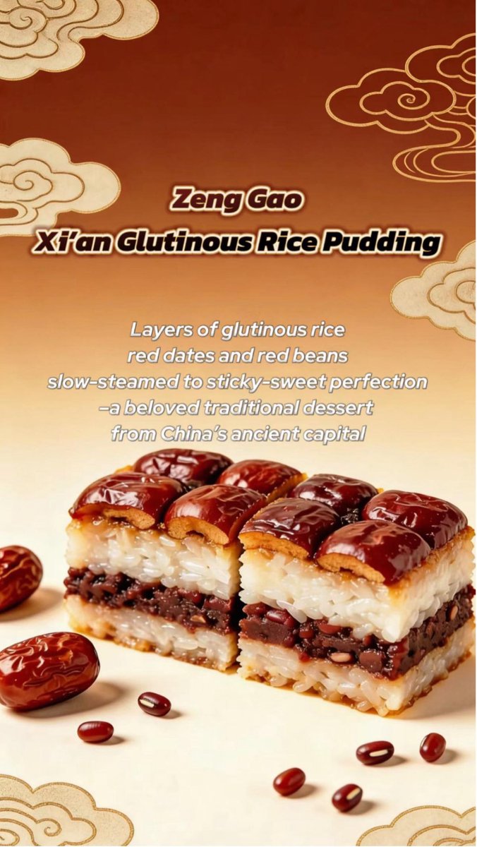 Cuisine198's tweet photo. Your go-to traditional dessert?
Mine: Zheng GAO 😋A century-old Xi’an classic 💯
Slow-steamed glutinous rice + red dates=pure comfort ❤️❤️
Sweet or Spicy? Comment your guess 👇#sweet #food #delious #Popular #chinesefood #foodlover @SpoxCHN_MaoNing @SpokespersonCHN https://t.co/P5mZrd61NO