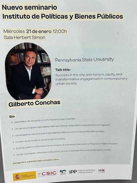 PSU_CollegeOfEd's tweet photo. From Penn State to Madrid 🌍

@PSU_EdPolicy Professor Gilberto Conchas spoke at Spain’s National Research Council on anti-racism, equity, and transformative engagement in urban society—bringing critical education research to a global stage. 🎓 https://t.co/CJwajD2NwJ