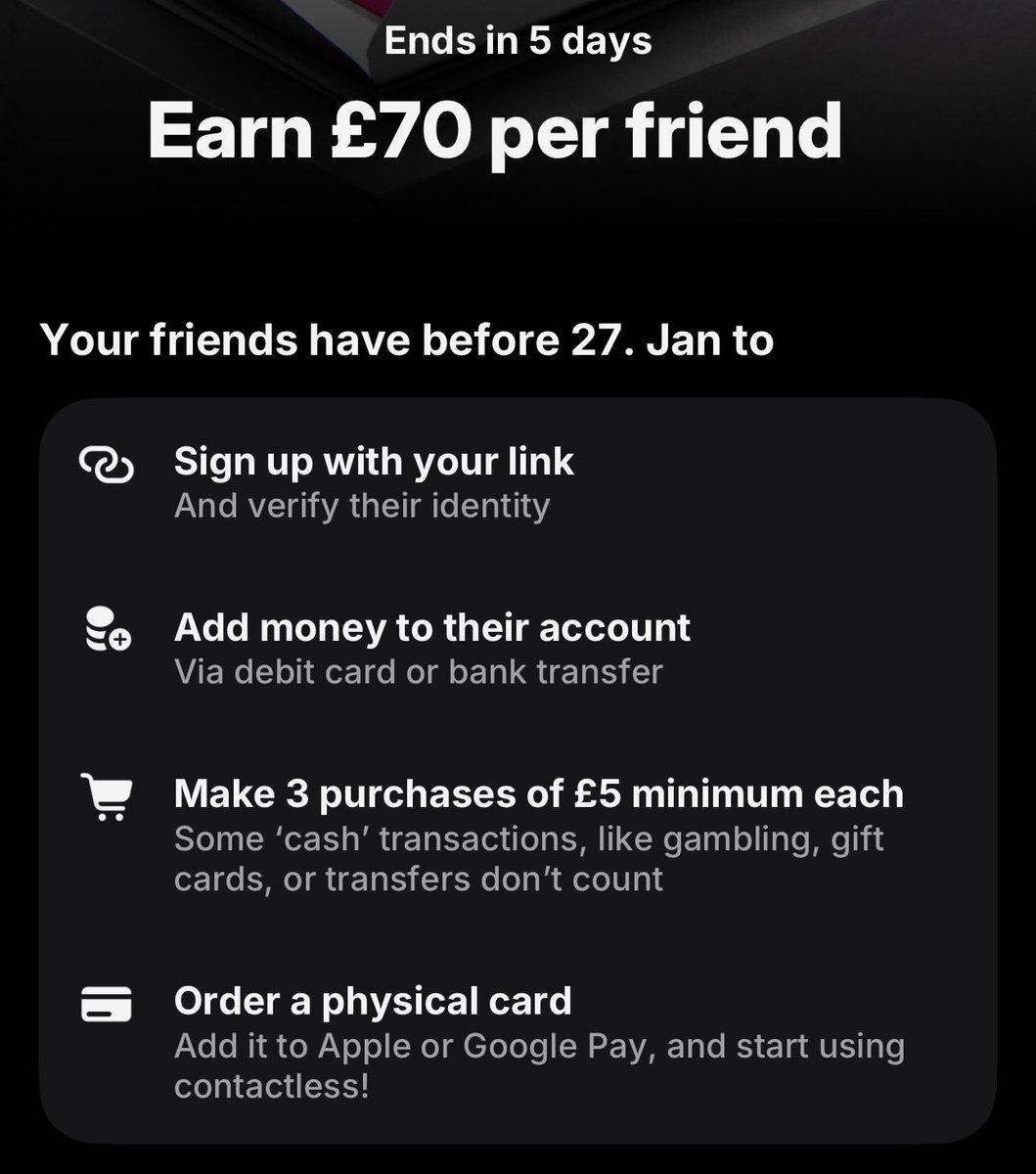 AdaptAI_Zachary's tweet image. #Free #SignUp #Bonus @Revolut Bank.

💸 £70 free friend #referral sign up bonus link:

‼️ MUST COMPLETE ALL SMALL TASKS ‼️
⬇️⬇️⬇️⬇️⬇️⬇️⬇️⬇️⬇️⬇️💰💷💳
 revolut.com/referral/?refe…

Recently Revolut has given out over £8,000,000 in friend sign up rewards.

5 days left! Be sick!
