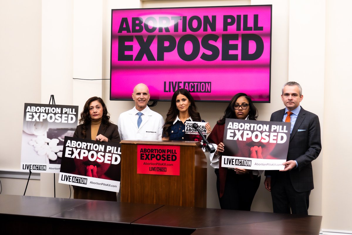 LiveAction's tweet image. Today's press conference on Capitol Hill revealed how Planned Parenthood fails to require safety measures for the abortion pill—

Functioning as a drug dispensary instead of providing real care for women. 

Women deserve better.
Preborn babies deserve better.

It's time to BAN…