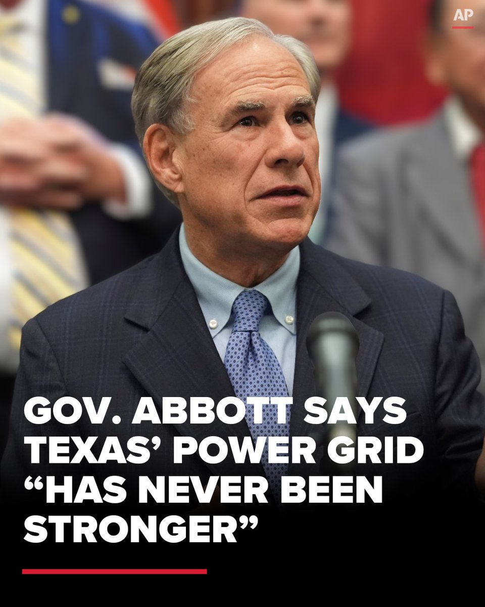 KHOU's tweet image. Gov. Abbott said the state's power grid is “fully capable of handling this winter storm” during a Thursday press conference -&amp;gt; khou.com/article/weathe… 

(AP Photo/Eric Gay, File)