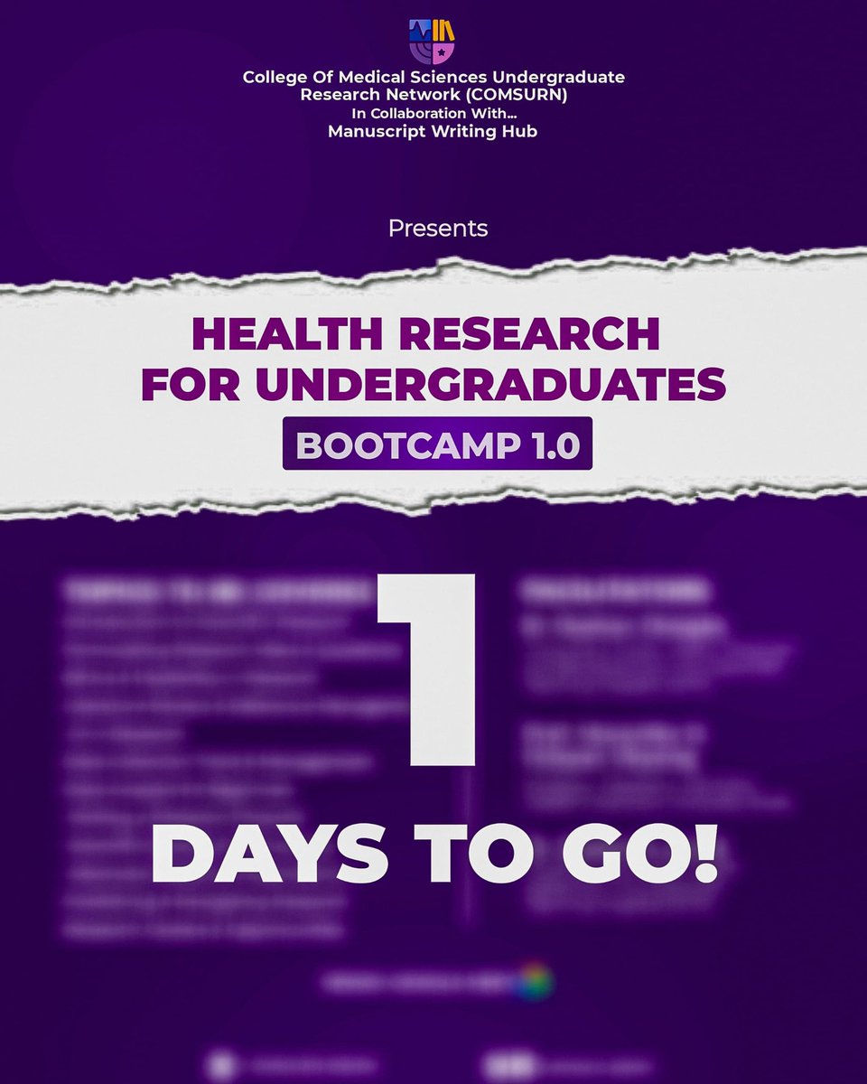 comsurn_benin's tweet photo. 🎓 Undergraduates!

Learn how real health research is done - from idea to evidence. Join Health Research for Undergraduates – Bootcamp 1.0.
📅 Jan 23–Mar 8 | 💻 Online
✨ Free training | 🎓 Certificate (paid)

🔗 https://t.co/kSqWUEz9hD

#COMSURN #UndergraduateResearch https://t.co/OnFwQa34uv