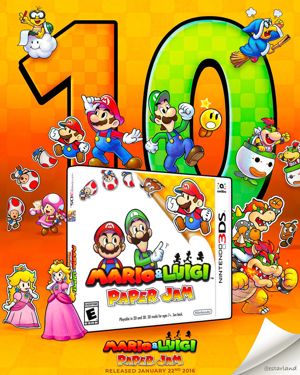 eStarland's tweet image. Today is the 10th anniversary of Mario &amp;amp; Luigi: Paper Jam! 📖