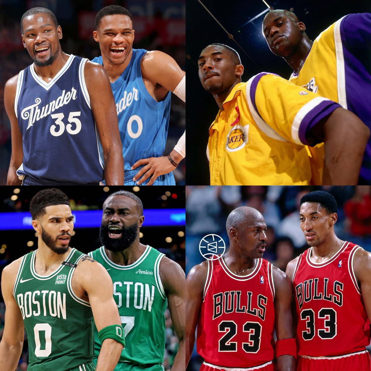 PolymarketHoops's tweet image. Duos with the MOST 30 points games together in NBA history

1. Russ and KD — 34
2. Shaq and Kobe — 33
3. TATUM AND BROWN — 31
4. Jordan and Pippen — 16