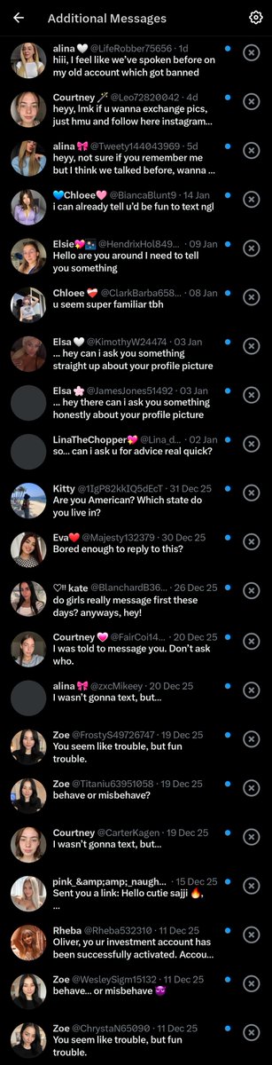 Many of them have great opening lines. Wish they weren't bots. 🥀