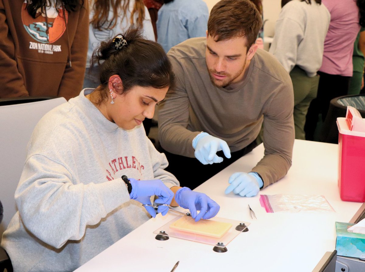 KansasCityU's tweet photo. The Surgery Club at KCU-Joplin hosted its Surgery Olympics, giving students the opportunity to compete in suturing, IV insertion, intubation and more.

Not only was this event impactful to our student's education, but all entry fees will benefit Community Clinic of Southwest MO. https://t.co/5UlgSmmAnL