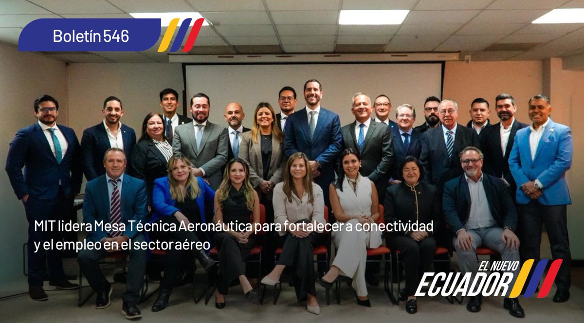 📌🗞️  #Boletín | MIT lidera Mesa Técnica Aeronáutica para fortalecer la conectividad y el empleo en el sector aéreo. 

Más información 👉🏻 mit.gob.ec/mit-lidera-mes… 

#ElNuevoEcuador