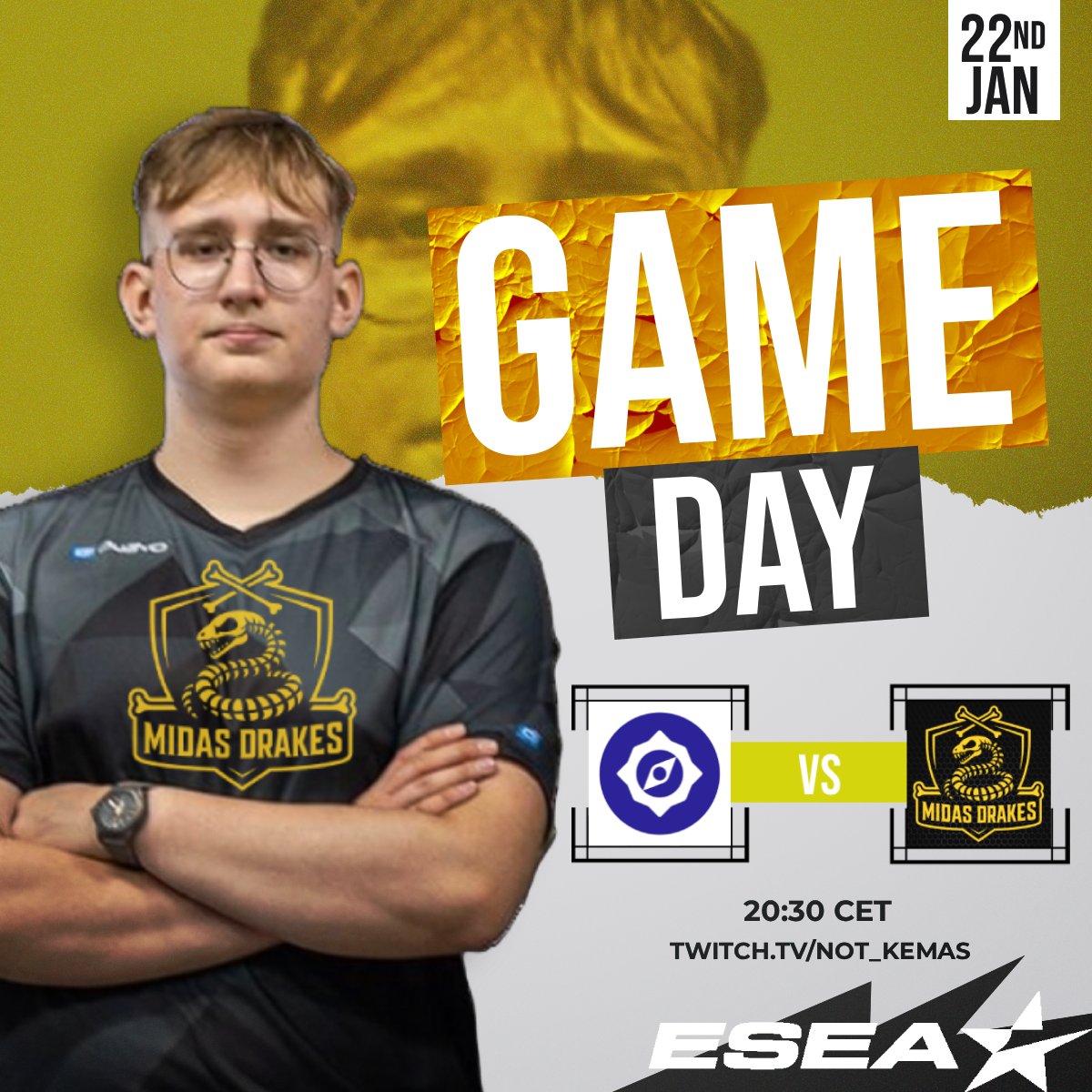 Today we are taking on <a href="/IncoachEsports/">Incoach</a> in
<a href="/ESEA/">ESEA League</a> intermediate s56  

⏰20:30 CET
📷twitch.tv/not_kemas 

Hope to see you on the stream!  

#Drakes4TheWin
