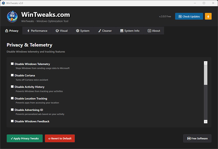 WebSyrup's tweet photo. Download the new WinTweaks 2.0.1 https://t.co/Ua9qv8ZlEl 
WinTweaks is a powerful and comprehensive Windows optimization tool  designed to give you full control over your operating system. https://t.co/sYAuPLhxwU