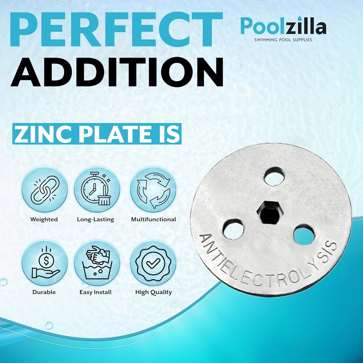 The easy-to-install maintenance tool!

💧 Easily secures to your skimmer basket and protects metal parts!
⚡ Fights galvanic corrosion and plaster discoloration.
🧂 Especially great for saltwater, but works in any pool system!

For your peace of mind 🛡️💦 poolzilla.com/Zinc-Anode