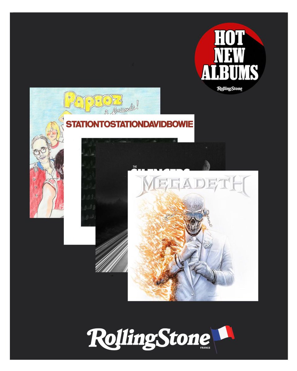 RollingStoneFra's tweet photo. 💿 La rédaction vous a sélectionné six albums sortis aujourd'hui à écouter absolument : https://t.co/1lADNYJmss

👉 Avec @Megadeth, @PAPOOZBAND, #DavidBowie, @TheSilencers, @alecsearows et @thedamned.

#albums #Megadeth #papooz #davidbowie #TheSilencers #searows #thedamned https://t.co/9A7zma8Uge