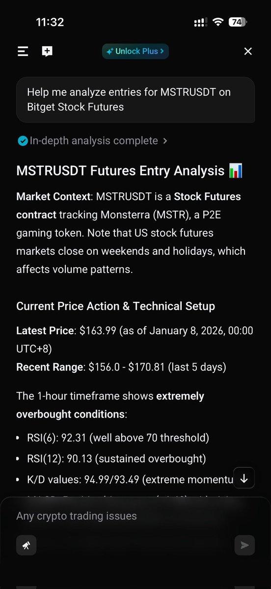 ayoxeth's tweet photo. Lately, I’ve been trying to make sense of movements in both stocks and crypto. I noticed that #BitgetGetAgent analyzes U.S. stock futures like $MSTR/USDT alongside bigger #crypto signals like $BTC, and it actually turns all that complex market stuff into something you can actually act on.
With over $700 billion flowing into the stock market, it’s crazy how much the connections between traditional finance and crypto are showing up. Having this kind of analysis really helps me stay focused, make smarter decisions, and be ready when real opportunities pop up.