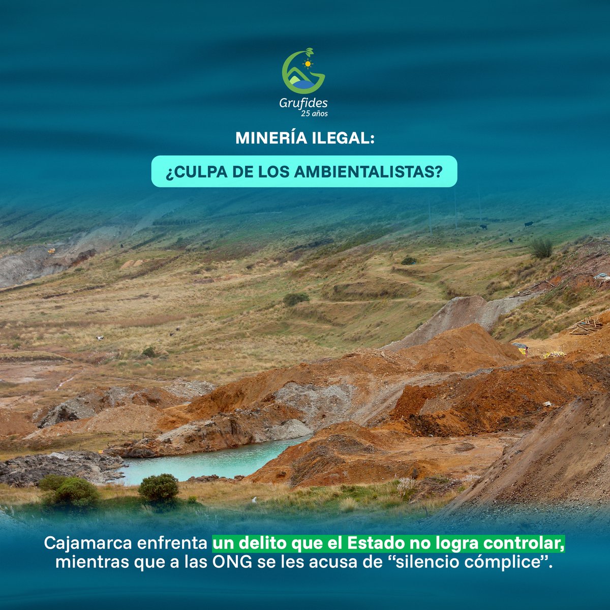 grufides's tweet photo. ⚠️Mientras se acusa a organizaciones ambientales y a defensores del territorio de “silencio cómplice”, la minería ilegal avanza en Cajamarca, dejando ríos contaminados y daños a la salud.

Las ONG ambientales no otorgan permisos, no fiscalizan, no sancionan. https://t.co/pYIBotrvFP