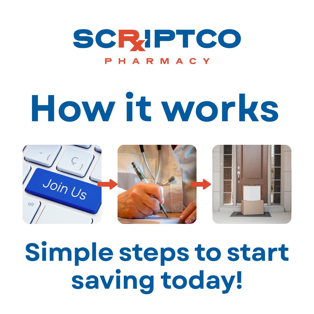 ScriptCoPharm's tweet image. How ScriptCo works (no fine print):
✔ Become a member
✔ Doctor sends prescription 
✔ See prices upfront
✔ Get medications shipped directly to you
That’s it. No insurance required.

#HowItWorks #HealthcareSimplified #ScriptCo