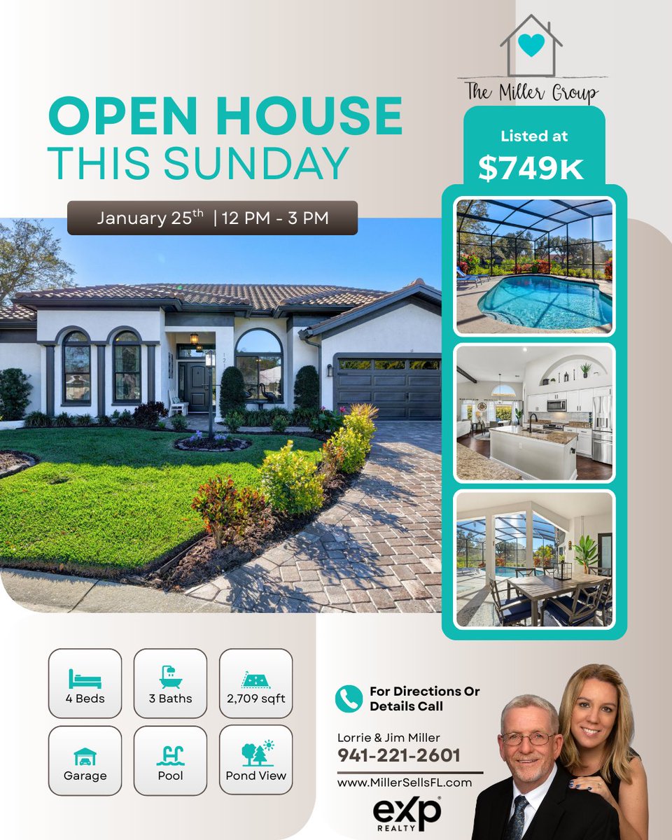 MillerSellsFL's tweet photo. 🏡OPEN HOUSE SUNDAY 🌴
📍1210 Whitney Drive, Venice, FL
🗓️Sunday 1/25
🕐12:00-3:00 PM https://t.co/svsnyRJwB4