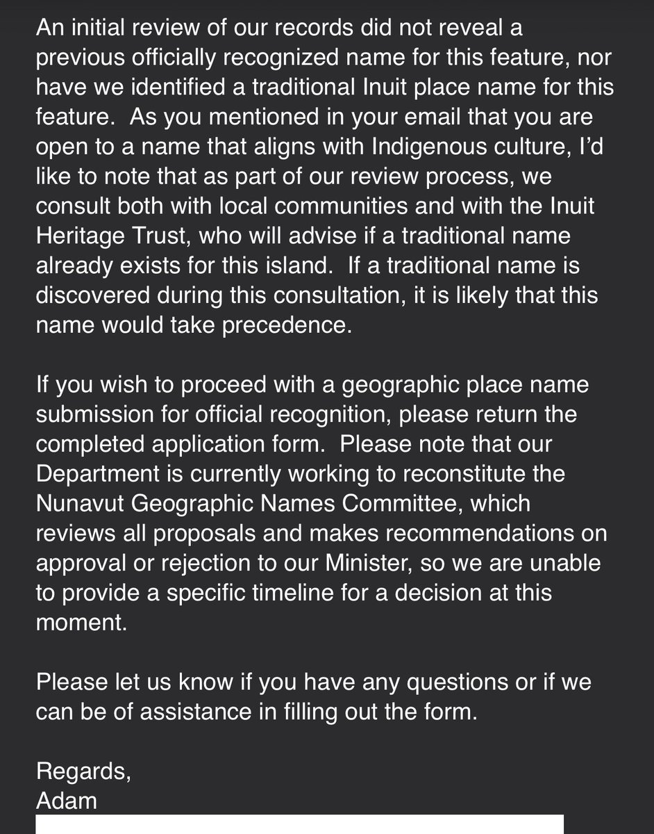 I have initiated an official process to name a geographically anomalous island in Canada after my cat