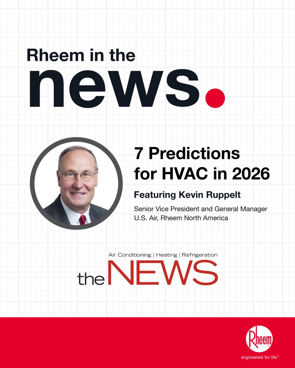 Curious what 2026 has in store for the HVAC industry? Rheem’s Kevin Ruppelt joins other industry leaders to discuss the trends shaping the future—and what they mean for contractors and distributors—with <a href="/achrnews/">The NEWS</a>.
 
🔗 bit.ly/49Jc4hV