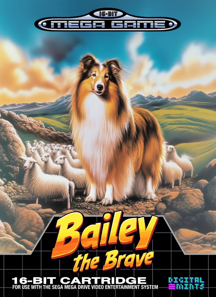 thomin's tweet image. I want to share some of the elements of my new game for the Sega Mega Drive / Genesis, BAILEY THE BRAVE. You can download the rom file for free here: digitalmints.com/index.html