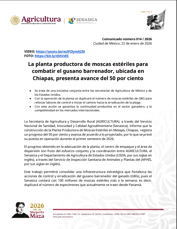 SENASICA's tweet photo. #Comunicado 👇
Descubre más sobre el tema en este video 👉 https://t.co/622xtImjWY

#SenasicaActua #AgriculturaMx https://t.co/onoVvPBvCe