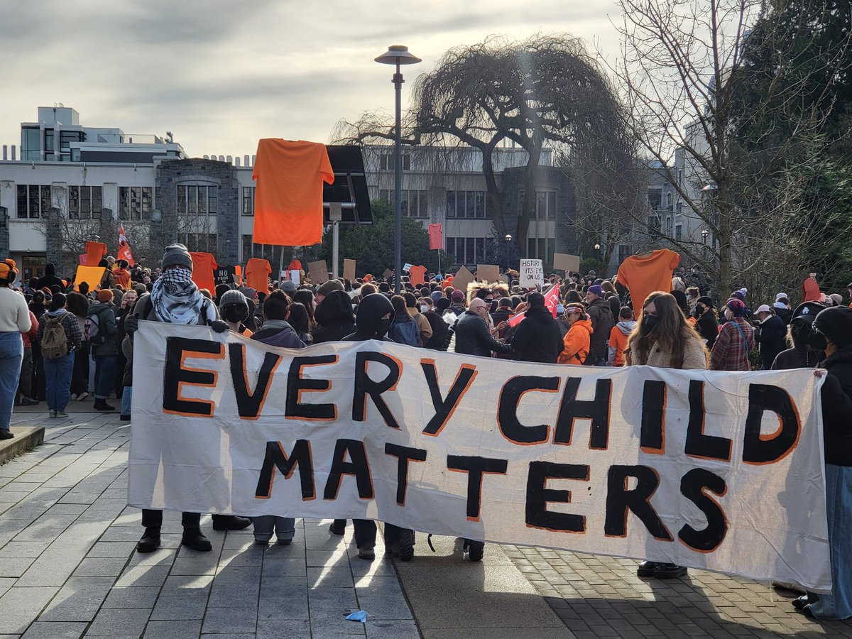 Shut down the fascists. Huge mobilization against residential school denial fascists at UBC in Vancouver today.