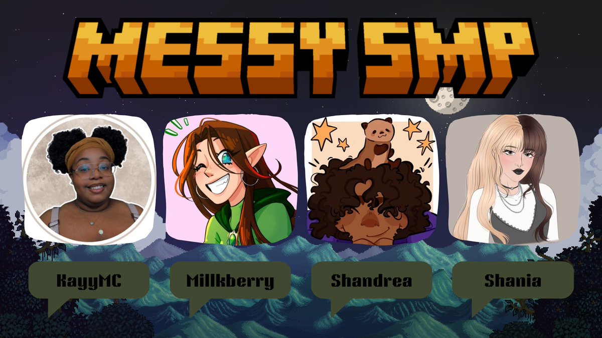 CosmicMess_'s tweet photo. From Stardew Valley to Minecraft...
@KayyUso, @milllkberry, @shandreaLIVE, and @Shania_ttv are here to bring them together!🐤
Catch them on the Messy SMP opening this Friday 9pm CET‼️
#messySMP #SocietySunlitValley #ModdedSMP https://t.co/Ffbs5w3cOH