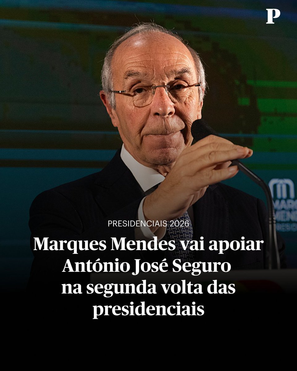 Marques Mendes vai apoiar António José Seguro na segunda volta das #presidenciais2026

Leia mais: publico.pt/2162169
