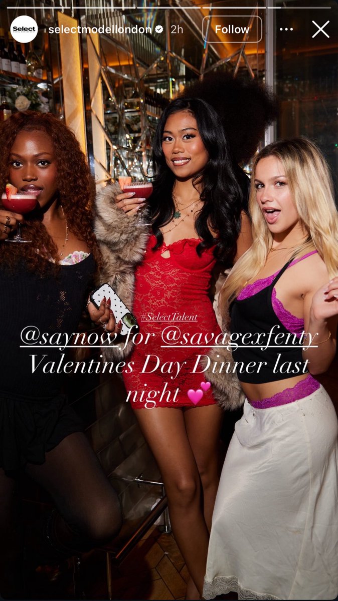saynowsource's tweet photo. 📸 Say Now attending Savage x Fenty event meal last night in London via selectmodellondon Instagram story
‘@saynow for @SavageXFenty Valentines Day Dinner last night 💕 #SelectTalent’ https://t.co/IpUv3yDDtb