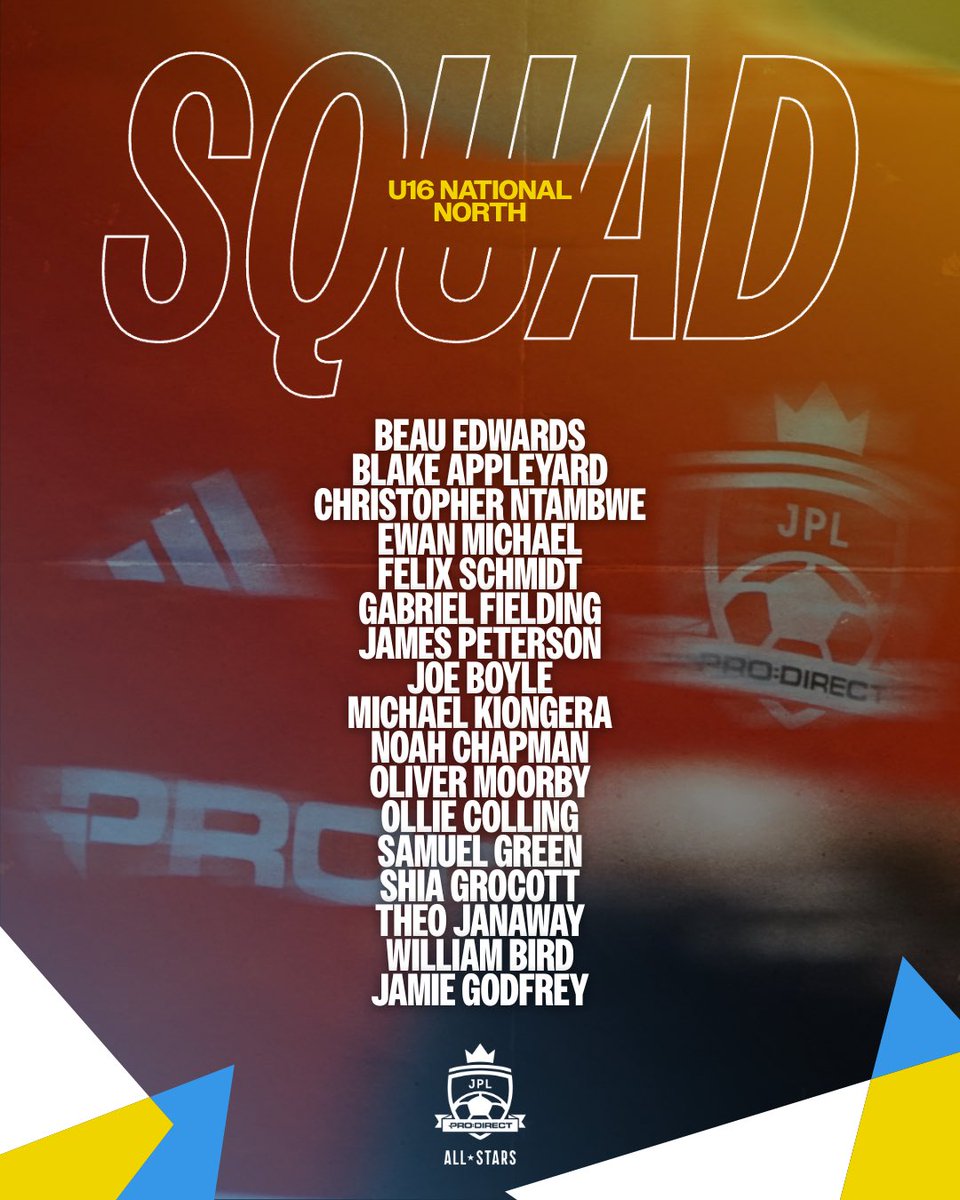 jnrpremleague's tweet image. Last but not least, the U16 National North and South ALL-STARS 25/26 ⭐ 🟠

#JPL #ALLSTARS #Squad