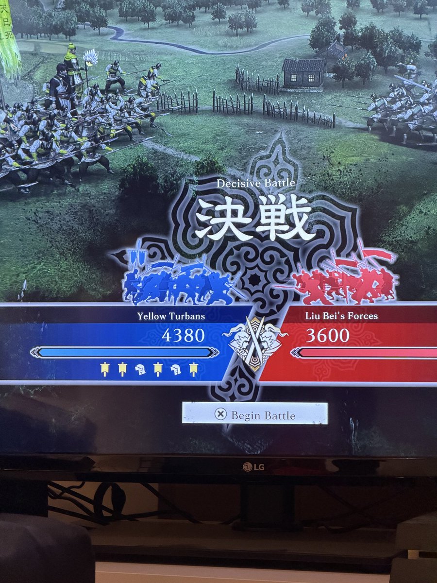 أنا بلعب الـ DLC بتاع Dynasty Warriors Origin، ولاحظت إن طريقة الـ Decisive Battle شبه ألعاب Kessen القديمة. بعدين اكتشفت إن بالياباني الكلمة هي هي 'Kessen' 😂