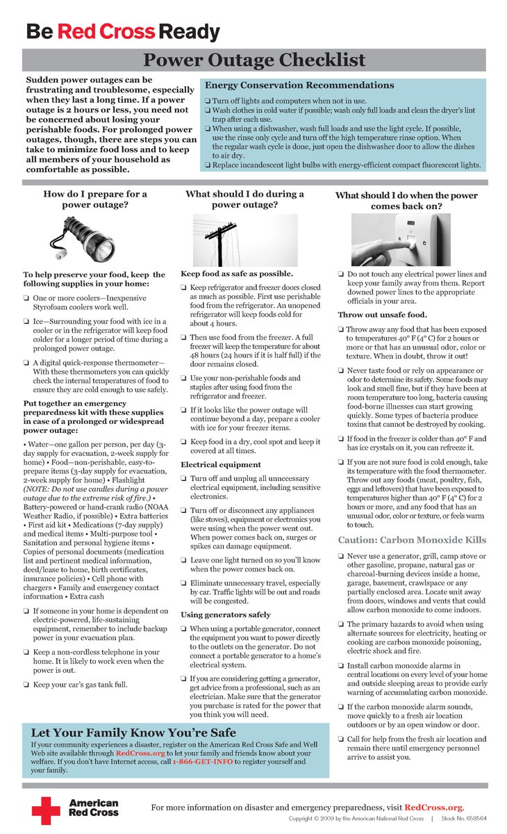 As this winter storm approaches, power outages are possible. Be prepared and stay safe. Here are great tips from the <a href="/RedCross/">American Red Cross</a> about what to do before, during and after the storm when it comes to power.