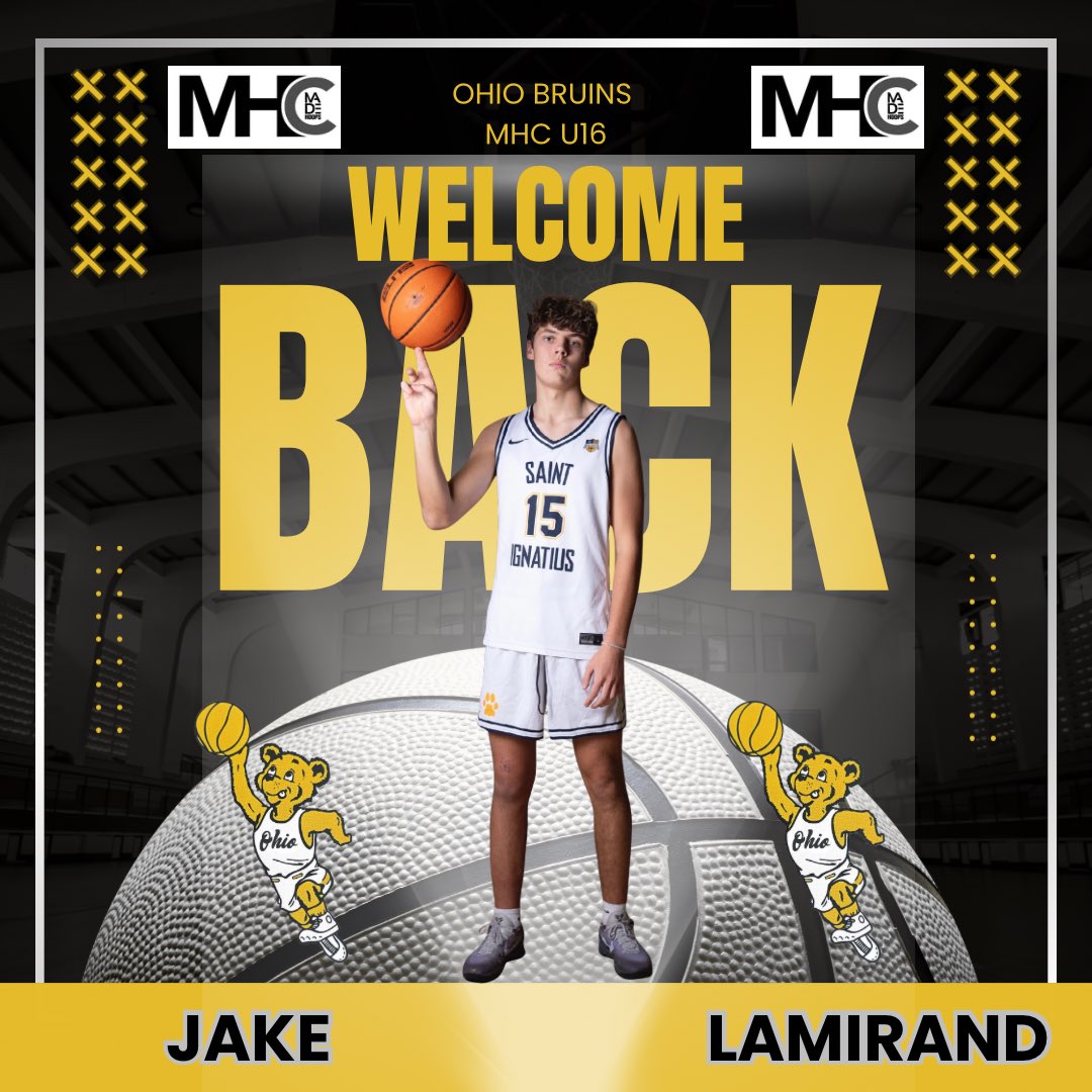 BruinsOhio's tweet image. ✅ Welcome back Jake Lamirand (@Jakelams9)‼️

Jake will be playing on our U16 MHC team.
 @madehoops 

⛹️6'5 / Forward 
📚St. Ignatius High School 

#ohbruins #ohbruins2028