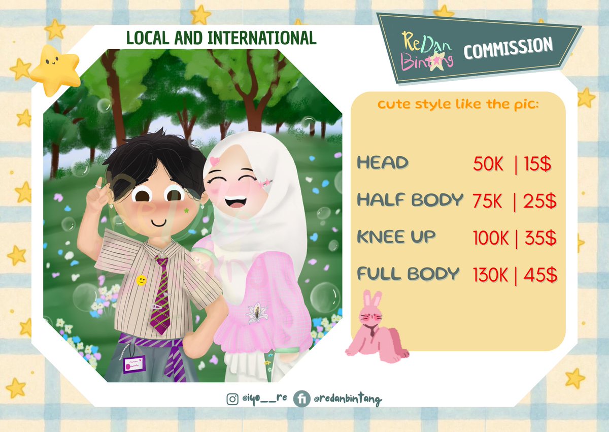 RDBtudio's tweet photo. 💖OPEN COMMISSION JAN-FEB💖

I'll do cute style drawing 🪼🍒 for local🇮🇩 &amp; international
Help me 🤍 &amp; 🔁 I'll be thankfull ෆ╹ .̮ ╹ෆ

If you guys interested just DM me pls 
#commissionsopen #Commission #zonajajan #zonauang️ #artidn #zonakaryaid #artistindonesia https://t.co/AxLKDBKpa3