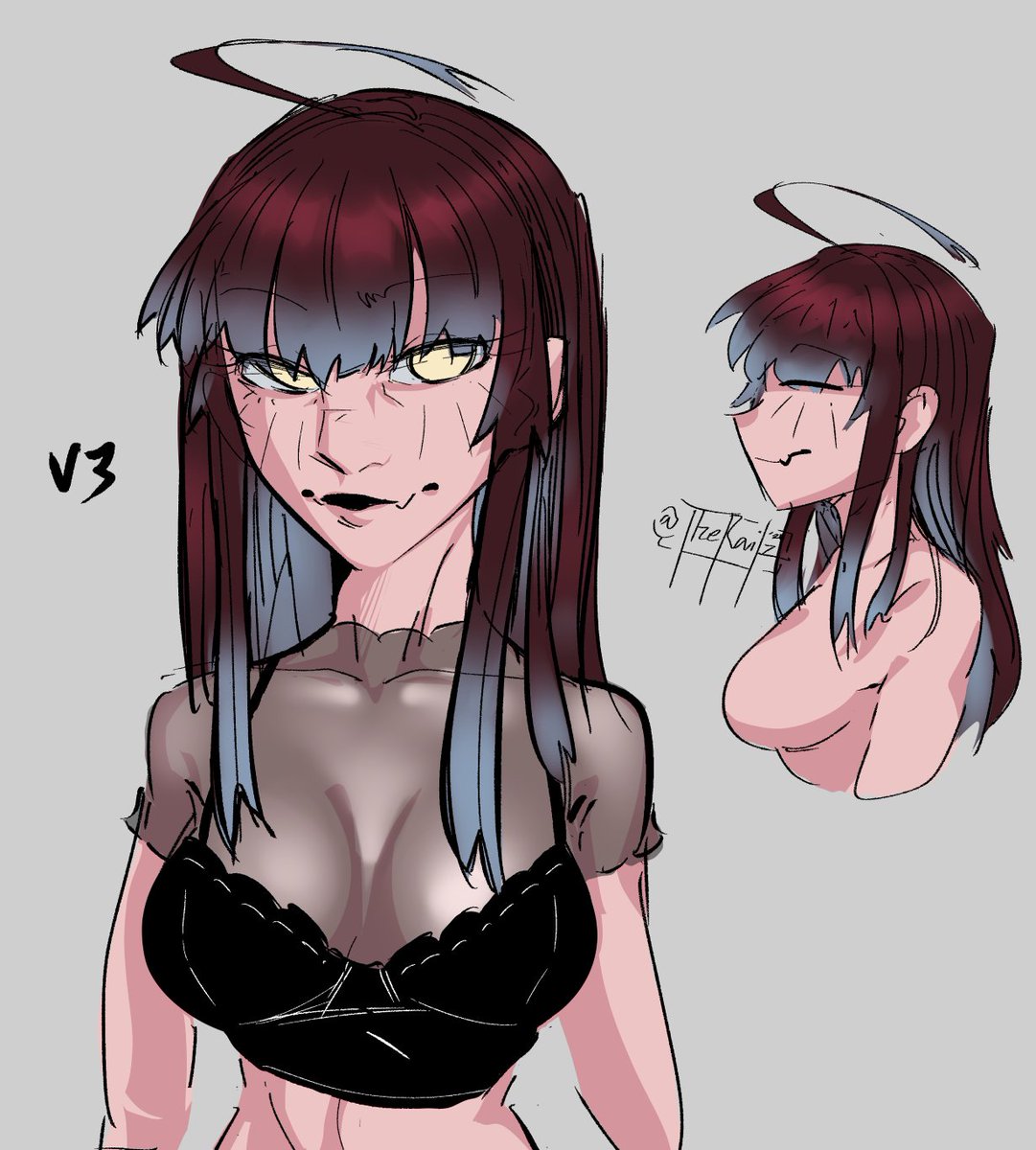 [oc] Character design noodling never stops. Today's focus is the length of Nell's sidelocks