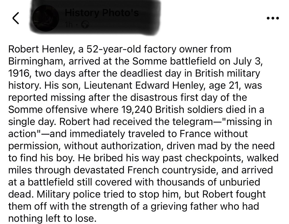 sommecourt's tweet photo. The AI slop continues with this account simply using it to make up entire WW1 stories about people who never existed, mocking real sacrifice and service just for clicks and likes. Appalling. Thanks to @beat2battle for the heads up. https://t.co/1CJJ1C2zNQ