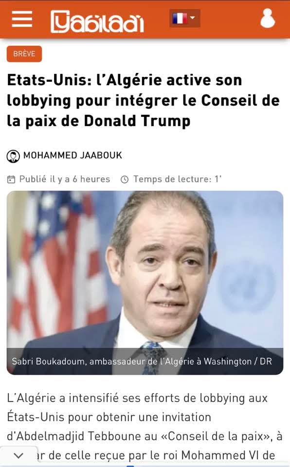 صبري بوفاشول🇩🇿: مستعدين نعطو ترامب #الجزائر بكل مواردها ومعادنها و سمائها و قاعها ونزيدو نحيو سسسروال🤡

🤲🏻لله لما دخلونا لمجلس السلام 😃 

#الجزائر
#الجزائر_اضحوكة_العالم