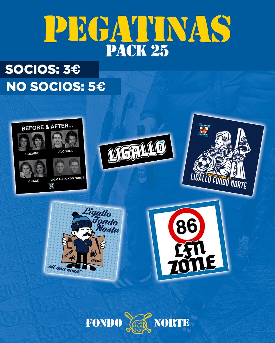 Nuevas pegatinas a la venta.
El domingo durante la previa en el lugar habitual y a partir del lunes mediante WhatsApp.
Pack de 25 pegatinas.