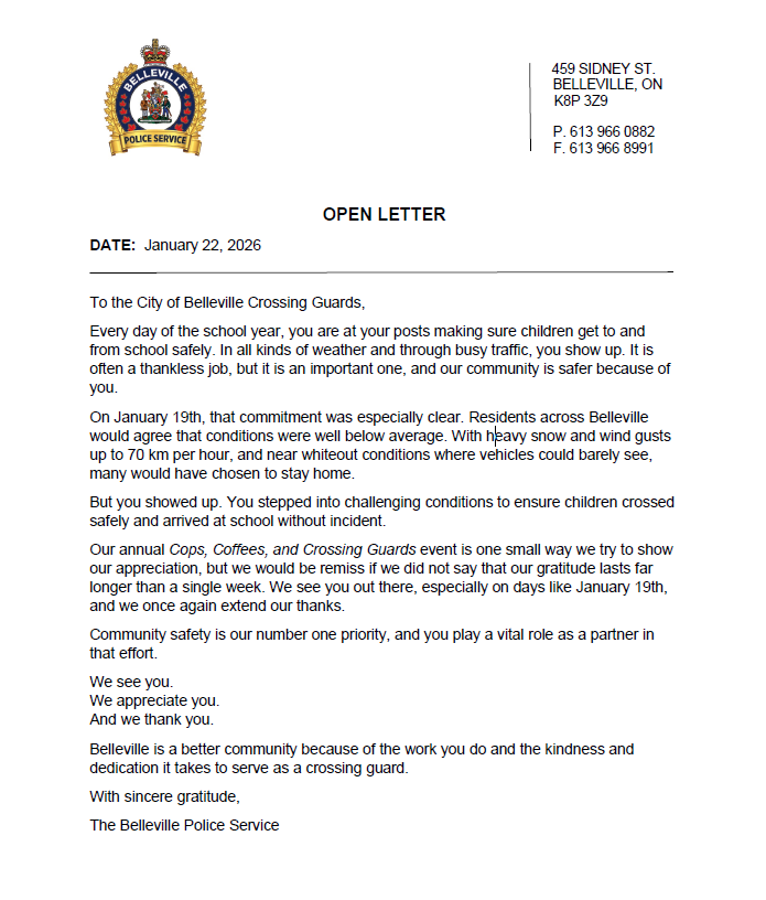 Belleville Police Service tweet media