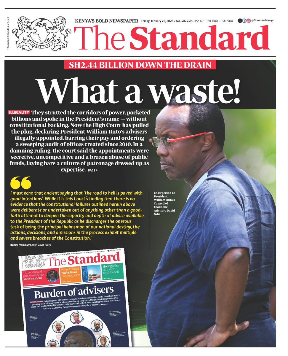 _James041's tweet image. Ksh 2.44B down the drain.

Any money paid unconstitutionally is theft.

Ksh 2.44B of taxpayers money has been looted through an illegal scheme of thugs.

This money was enough to finance Grade 10 education for all the pupils.

Hawa warudishe pesa ama waende jela!