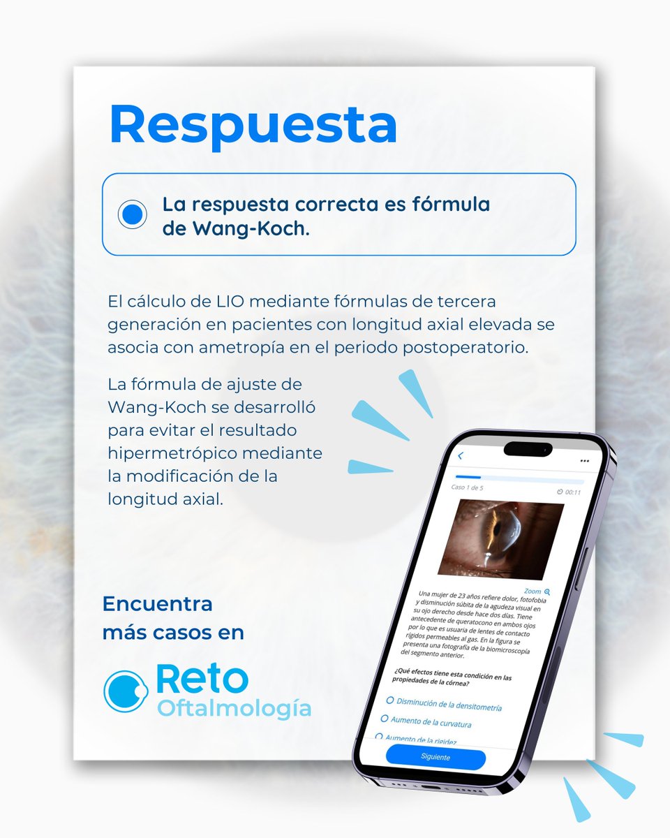 Caso clínico 🧐 
a) Bypass corneal
b) Nomograma de Feiz-Mannis
c) Fórmula de Wang-Koch
d) Doble K de Aramberri

Responde en los comentarios 👇👇

 #EducaciónOftalmológica #RetoOftalmología