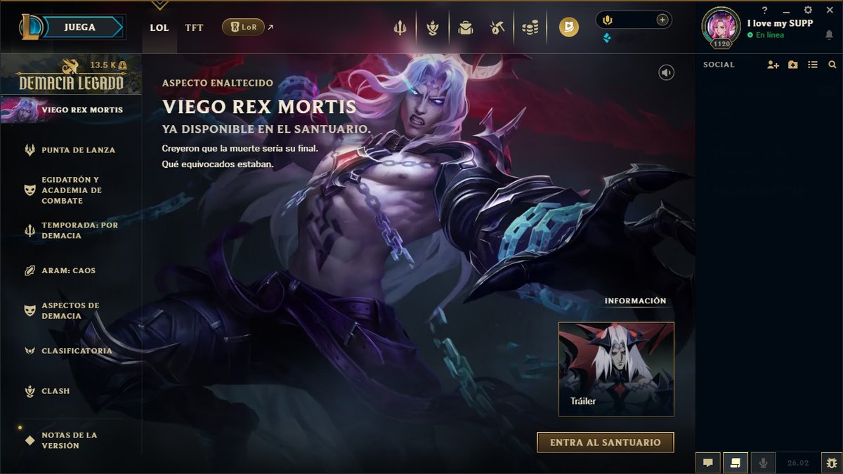 ilovemysupp's tweet image. Ya se encuentran disponibles en el cliente:
• Aspecto enaltecido Viego Rex Mortis
• Aspectos Egidatrón y Academia de Combate
• Cómic animado: Punta de Lanza
• URFAR

#LeagueOfLegends